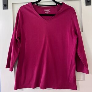 L.L. Bean Pink Long Sleeve Relaxed 3/4 Sleeve Tee